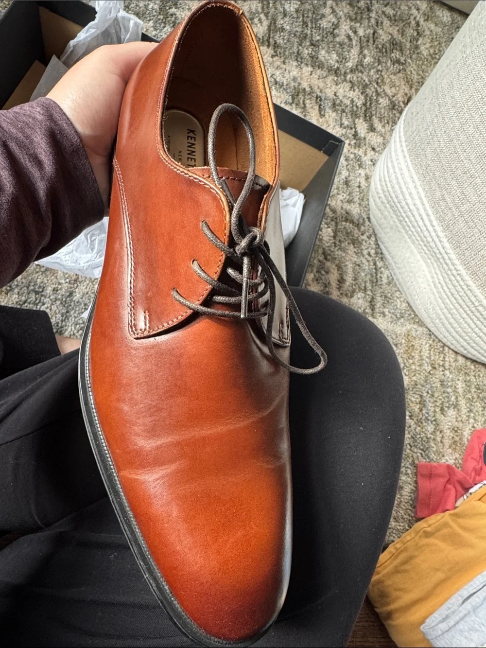 Men's Brown Leather Dress Shoes - Cognac Kenneth Cole 10.5